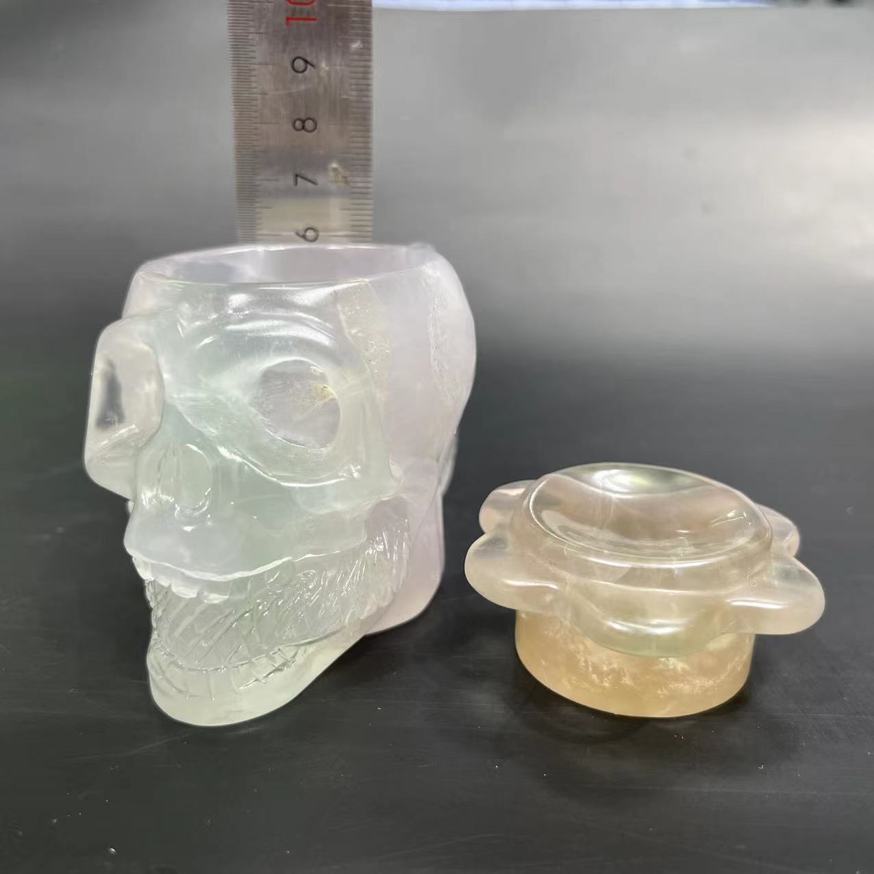 Fluorite skull set of cup