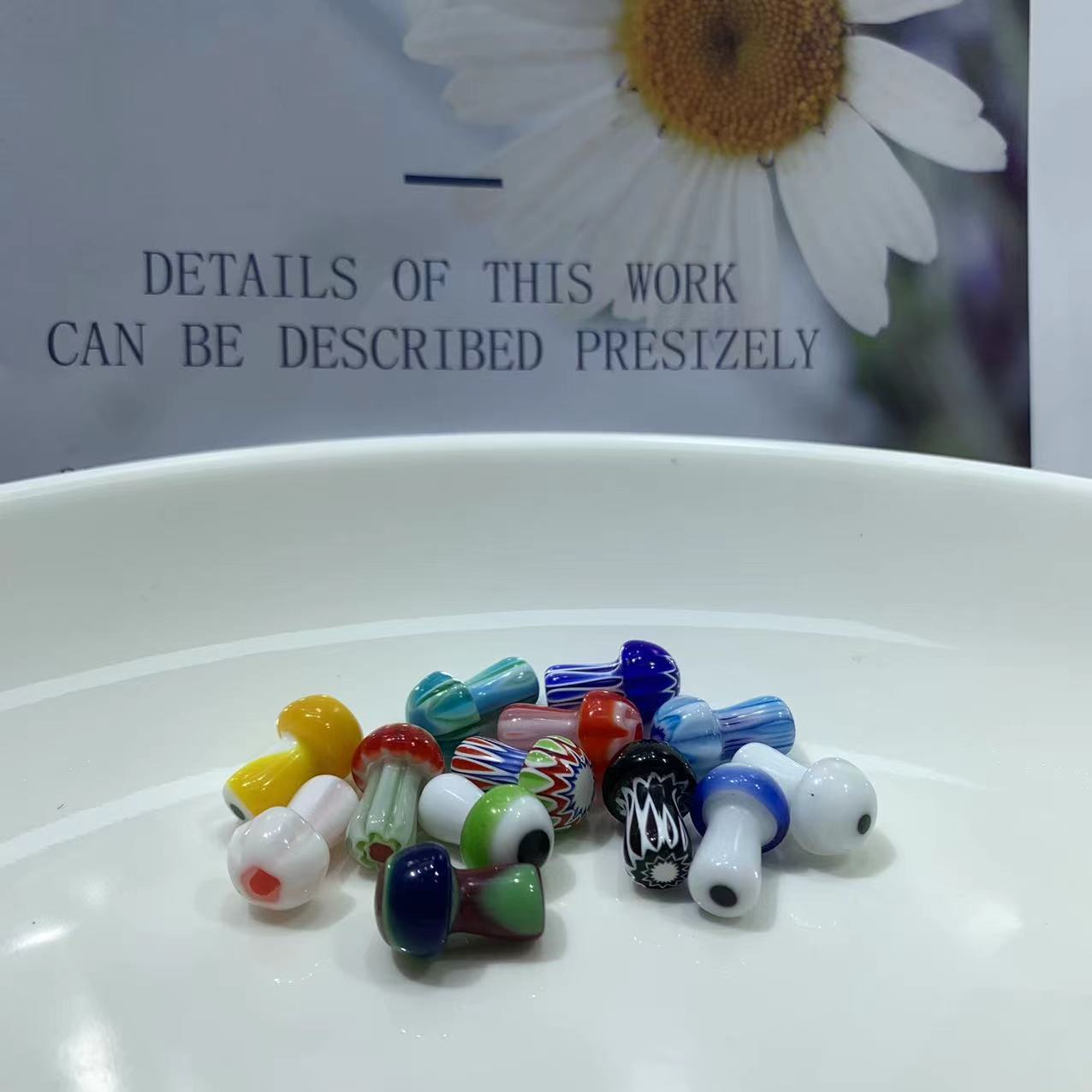 Colorful mushrooms carving