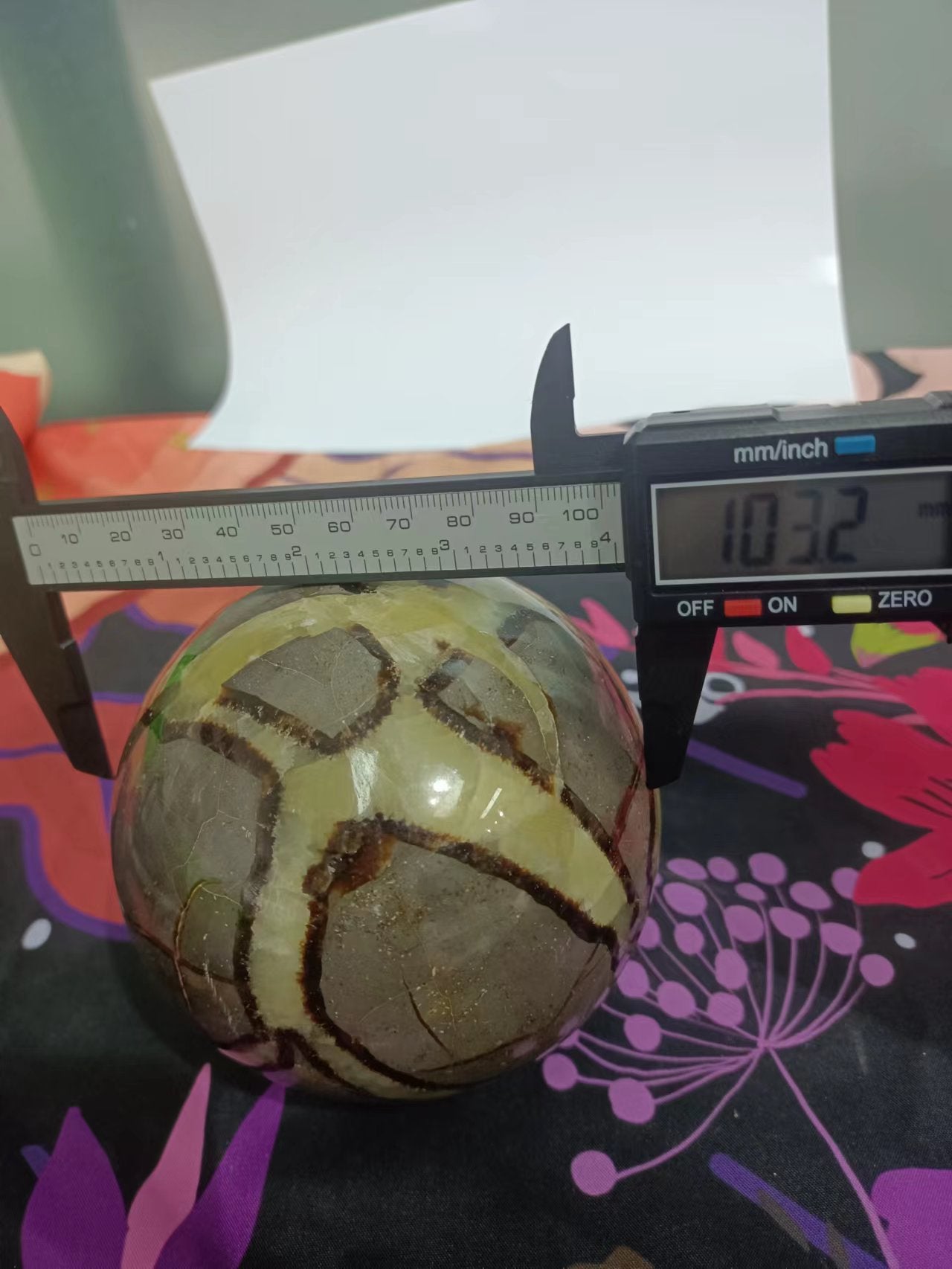 Yellow septarium sphere