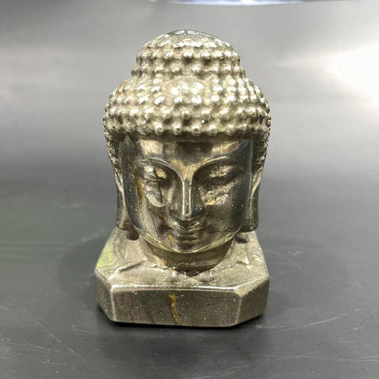 Pyrite Buddha head carving