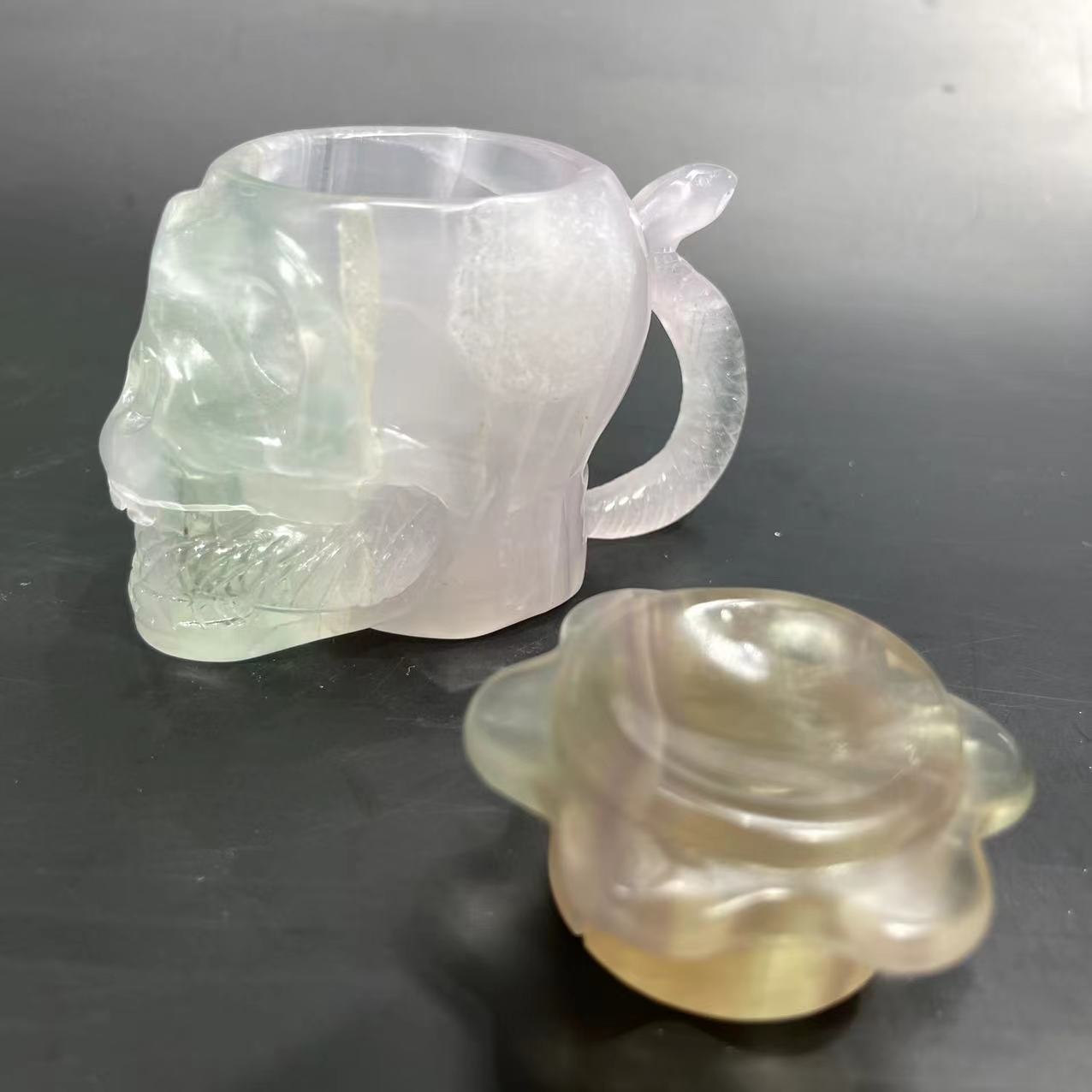 Fluorite skull set of cup