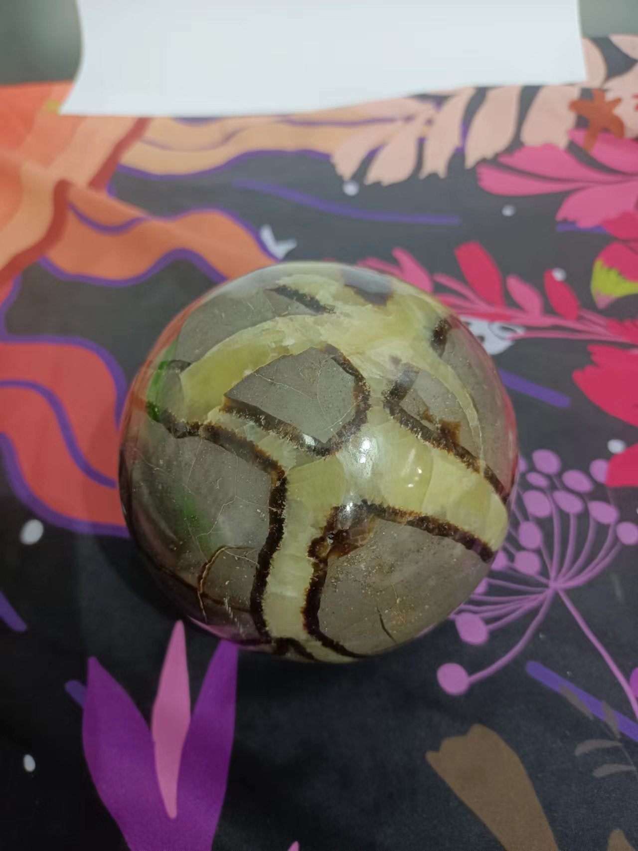 Yellow septarium sphere