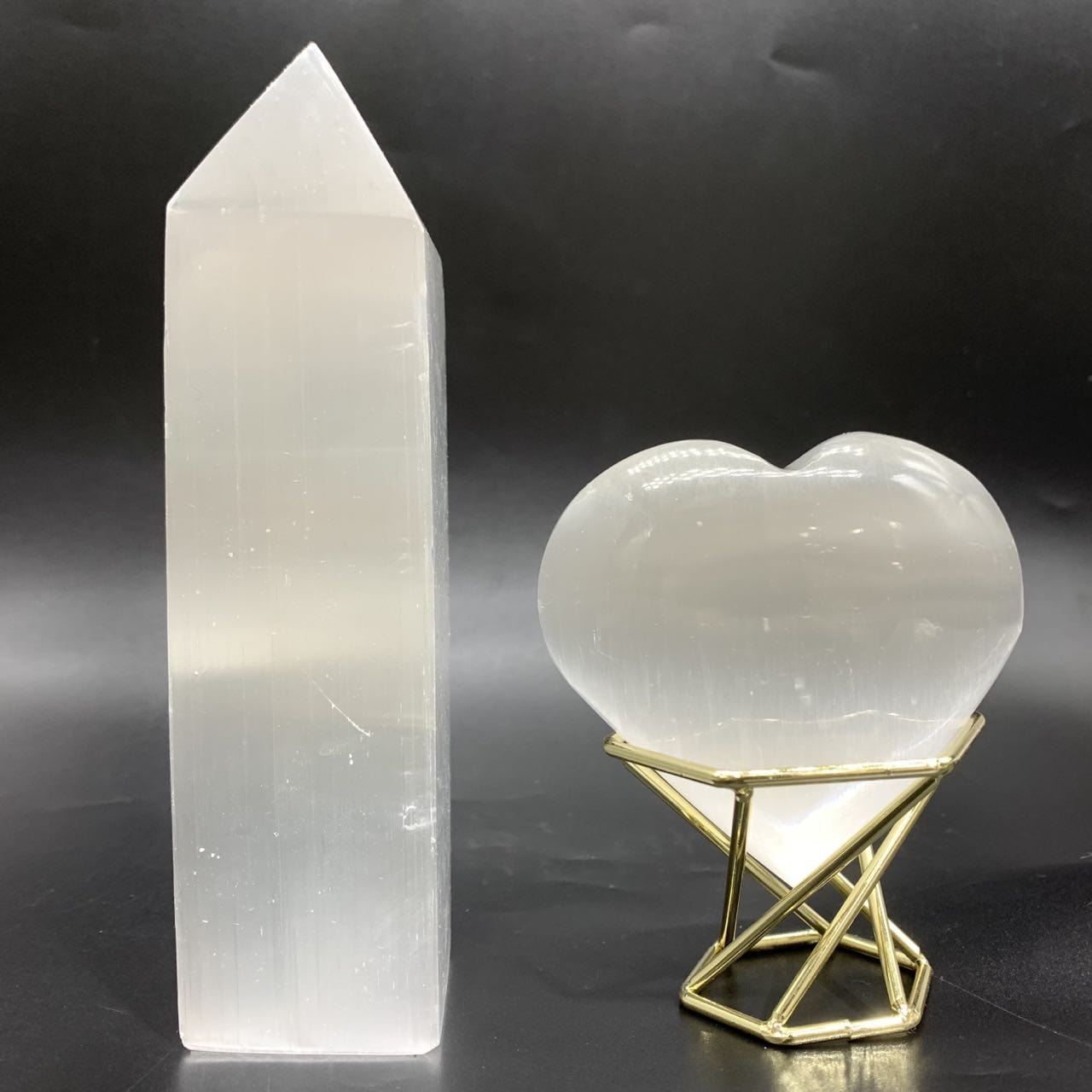 Selenite tower & heart